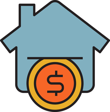 Home Mortgage and Dollar Coin Icon
