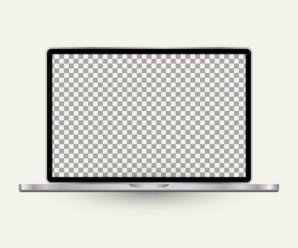 Silver Laptop Computer Blank Screen Mockup Vector