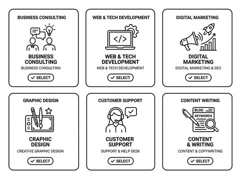 Professional Services Icons for Business and Tech Workflow.