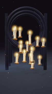 Mystical Halloween Candle Ritual With Glowing Circle in Forest