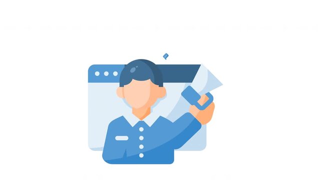 Man holding megaphone in web browser window for digital marketing