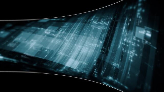 Abstract particle motion with vibrant colors, digital flowing particles, VR, futuristic sci-fi, tech innovation, and immersive cyber space background