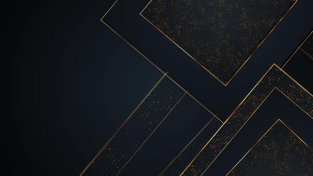 Black panels cross frame fine gold edges glitter textures, leaving ample copy space. luxury branding, corporate presentations, premium product ads, award titles, elegant openers, sleek business videos