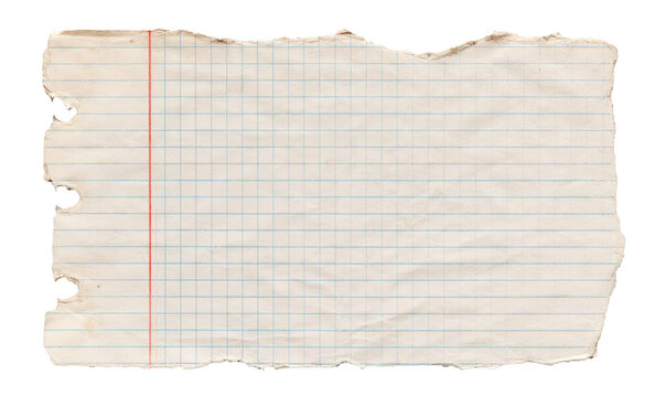 Torn Vintage Graph Paper Fragment Isolated