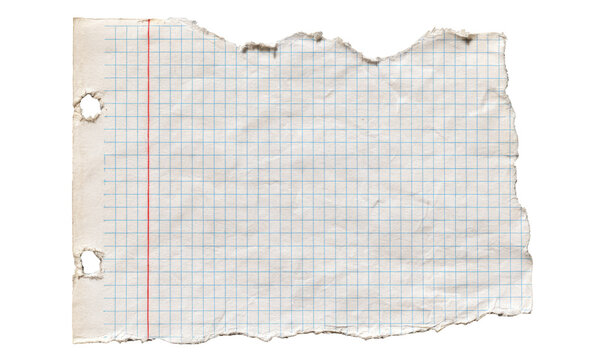 Torn Vintage Graph Paper Fragment Isolated