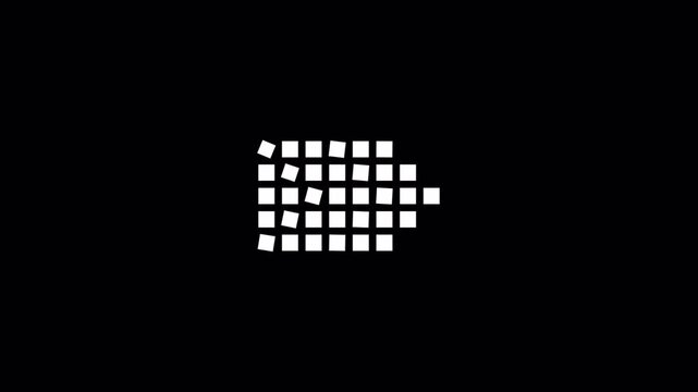 Abstract digital grid pattern suitable for web design, backgrounds, posters, and advertising materials. White square blocks aligned on black background.