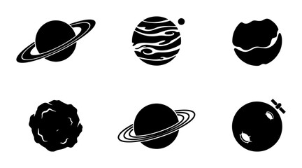Cosmic Planets Vector Icons, Space Celestial Bodies Set, Astronomy Galaxy Symbols © Arko