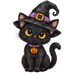 Fototapeta premium black cat with yellow hat