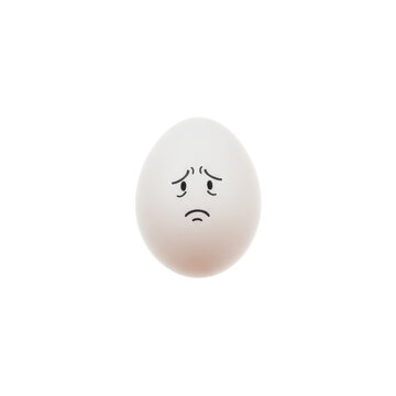 Sad Egg with Drawn Face Looking Unhappy