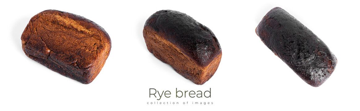 Rye bread in hands isolated on a white background.