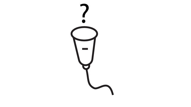 Question mark over generic handheld microphone icon for uncertain audio interview recording