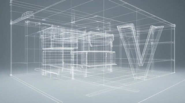 Technical layout ev 3d wireframe schematic of charging station
