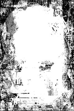 Glitch distorted grungy isolated layers . Design element for brochure, social media, posters, flyers. Overlay texture.Textured banner with Distress effect .Vector halftone dots . Screen print texture