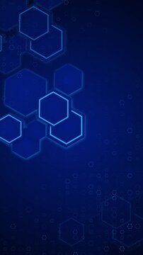 Deep blue geometric cells luminous polygon borders high tech open space for text logos. engineering, chemistry, network security, business slides, product demonstrations, digital advertising intros.