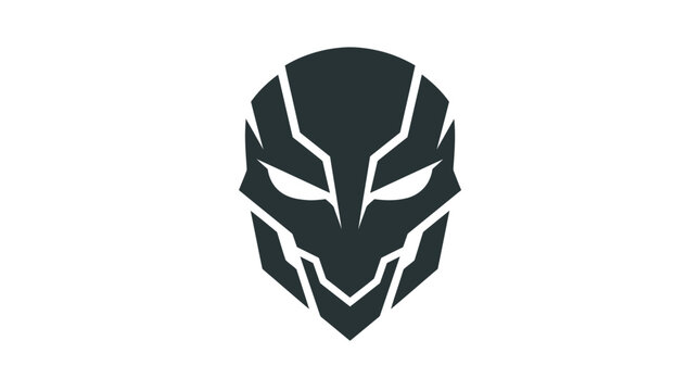 Stylized dark mechanical robot head vector graphic design featuring sharp angular lines and modern aesthetic style