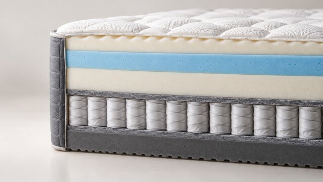 Layered Mattress Cross Section with Foam and Pocket Springs