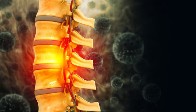 Spine cancer or spinal tumor disease. 3d illustration