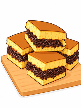Indonesian sweet pancake martabak manis with chocolate and cheese filling illustration