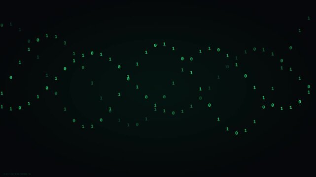 BINARY code forming Edge Wave pattern glowing in digital space background