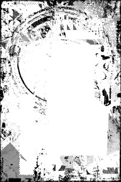 Glitch distorted grungy isolated layers . Design element for brochure, social media, posters, flyers. Overlay texture.Textured banner with Distress effect .Vector halftone dots . Screen print texture