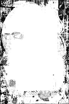 Glitch distorted grungy isolated layers . Design element for brochure, social media, posters, flyers. Overlay texture.Textured banner with Distress effect .Vector halftone dots . Screen print texture