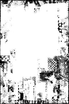 Glitch distorted grungy isolated layers . Design element for brochure, social media, posters, flyers. Overlay texture.Textured banner with Distress effect .Vector halftone dots . Screen print texture