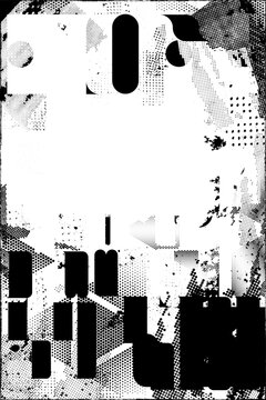 Glitch distorted grungy isolated layers . Design element for brochure, social media, posters, flyers. Overlay texture.Textured banner with Distress effect .Vector halftone dots . Screen print texture