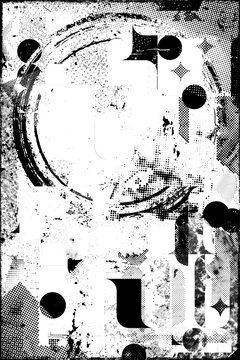Glitch distorted grungy isolated layers . Design element for brochure, social media, posters, flyers. Overlay texture.Textured banner with Distress effect .Vector halftone dots . Screen print texture