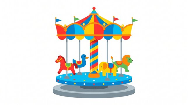 Colorful merry-go-round playground carousel.