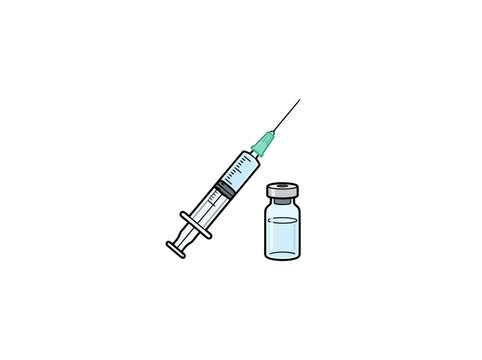 Syringe And Medication Vial Vector Illustration