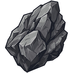 Dark gray boulder, coal chunk or meteorite vector design element © inii