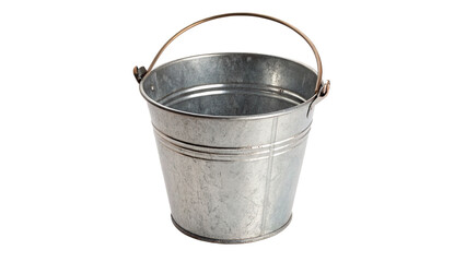 Small empty metallic metal bucket pail handle isolated on transparent background. © Olga
