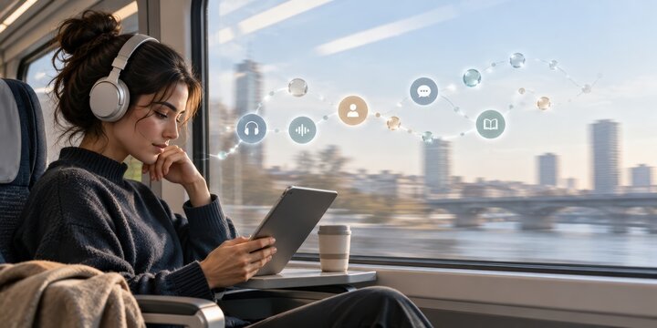 Commuter Using Personalized AI Language Learning on Train