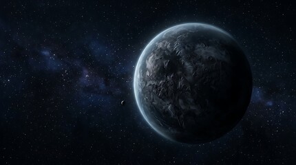 Obraz premium Realistic depiction of a planet in deep space with starry background
