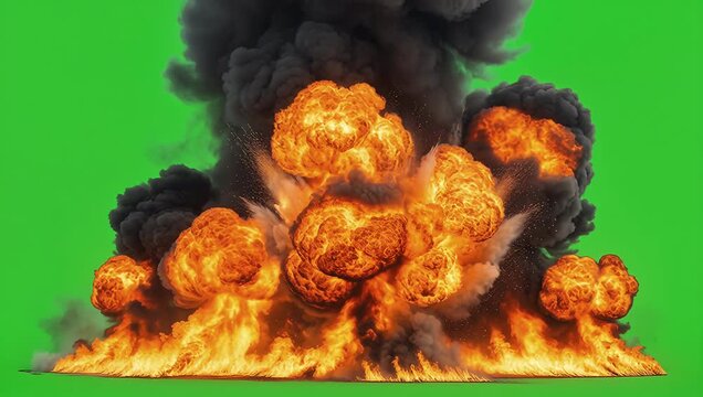 Dramatic Explosion with Billowing Smoke and Flames
