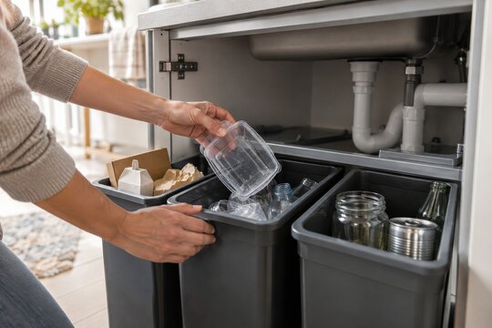 Actividades de reciclaje en la cocina durante el d&iacute;a