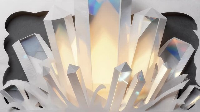 Shimmering Crystals Emerge from an Iridescent Background