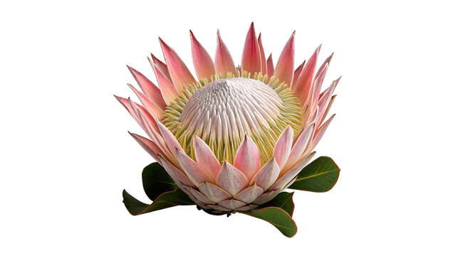 Vibrant pink king protea flower blossom exotic tropical seasonal nature isolated design element