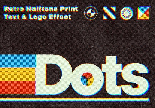 Dots Triple Halftone Text Effect For Poster And Branding Design