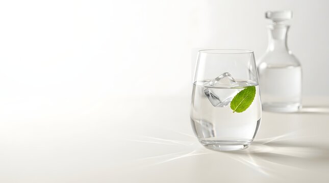 Refreshing clear cocktail with lime garnish in a glass bottle and tumbler