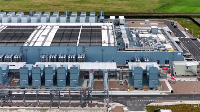 Aerial view of a large data center in Groningen, the Netherlands