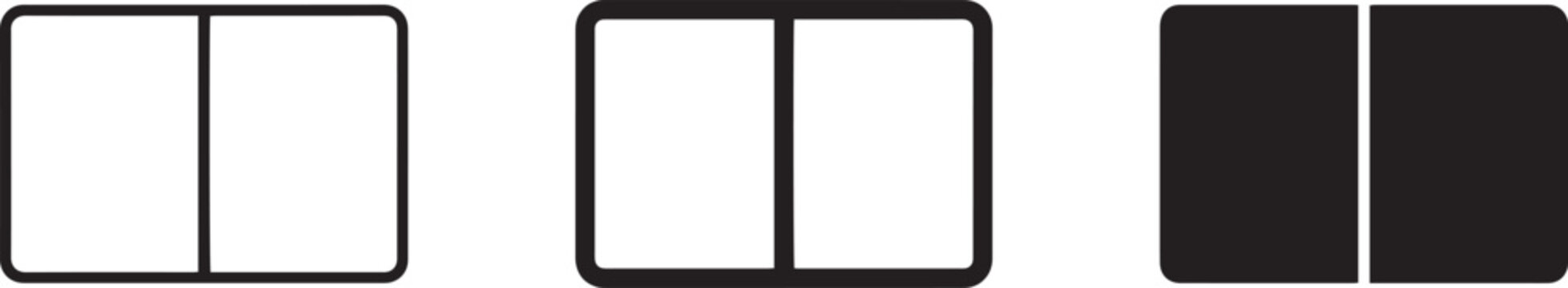 Two-Panel Layouts, White and Black Options, UI Elements, Vector Graphics