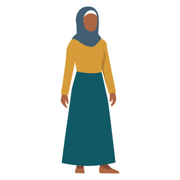 Muslim woman wearing hijab standing illustration
