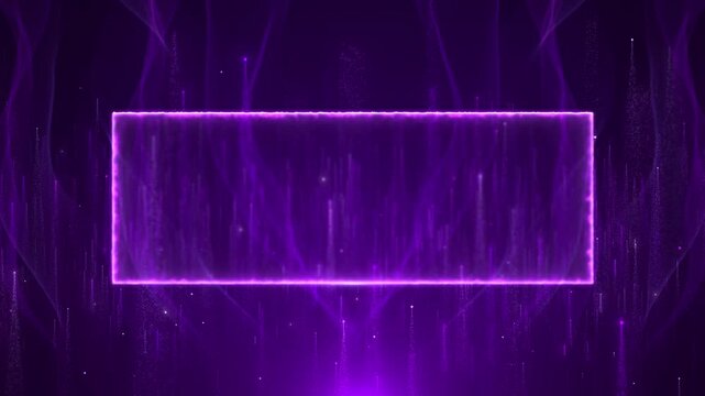 Glowing rectangle floats neon waves rising particles background. title slides, logo reveals, music visuals, gaming streams concert screens, social media promos, futuristic intros digital presentations
