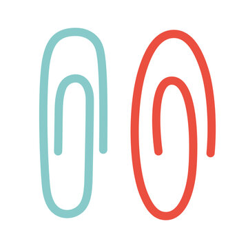 two colored paperclips in flat style