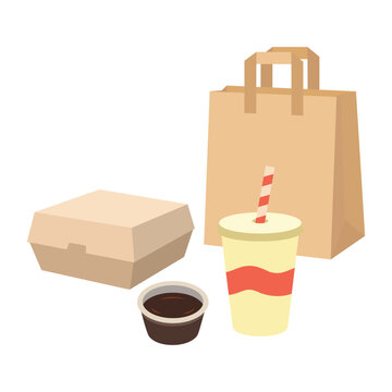 takeaway food delivery set with drink