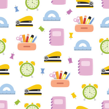 seamless back to school supplies pattern
