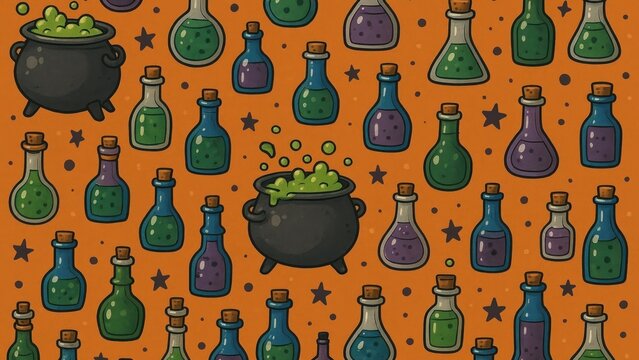 Colorful potion bottles pattern