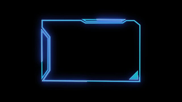 Border frame animation displays futuristic telemetry lines on dark. Cyber user interface panels shape this border frame animation. Modern sci-fi screens use the border frame animation.
