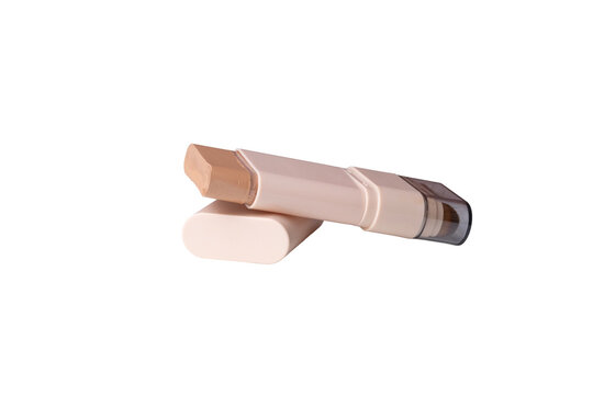 Cream foundation contour makeup stick isolated on a white background